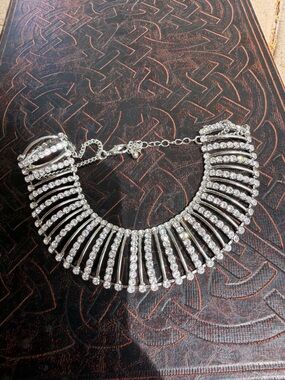 CHOKER Silver Crystal Statement Collar Necklace - Women Jewelry